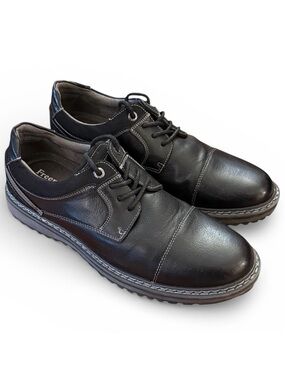 Black Cap Toe Oxford Dress Shoes Mens 8M Memory Foam Freeman Jason Faux Leather